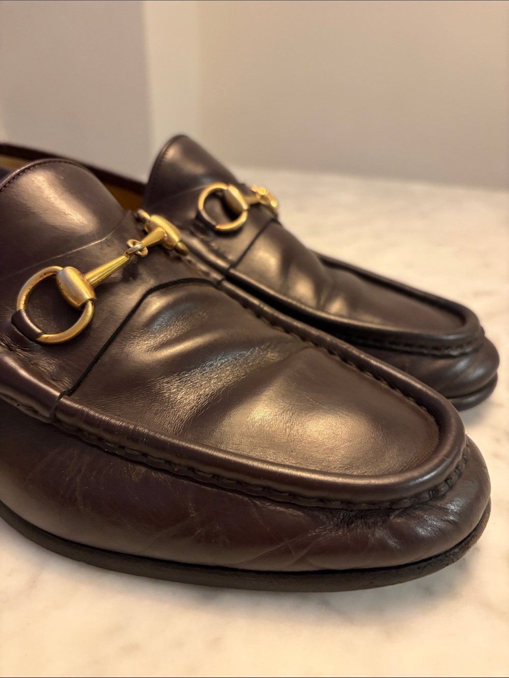 Guccis Dark Brown Leather Horsebit Loafers US 10.5